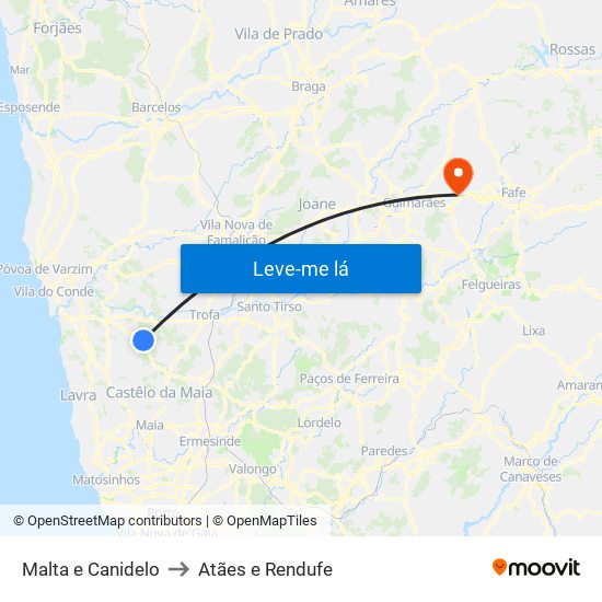Malta e Canidelo to Atães e Rendufe map