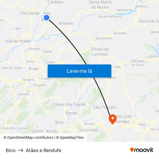Bico to Atães e Rendufe map
