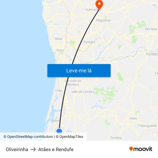 Oliveirinha to Atães e Rendufe map