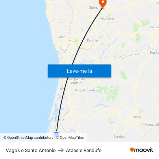 Vagos e Santo António to Atães e Rendufe map