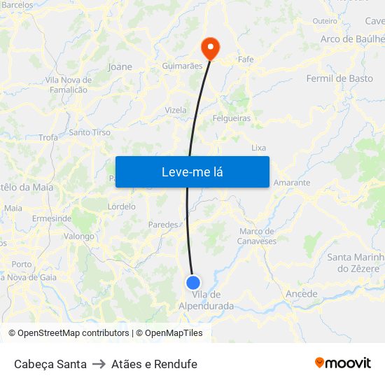 Cabeça Santa to Atães e Rendufe map