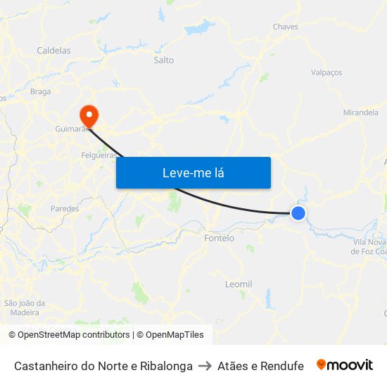 Castanheiro do Norte e Ribalonga to Atães e Rendufe map