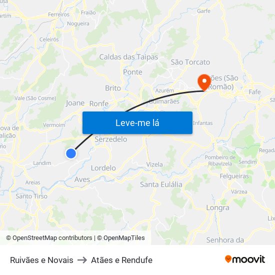 Ruivães e Novais to Atães e Rendufe map