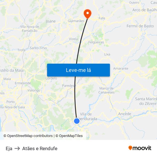 Eja to Atães e Rendufe map