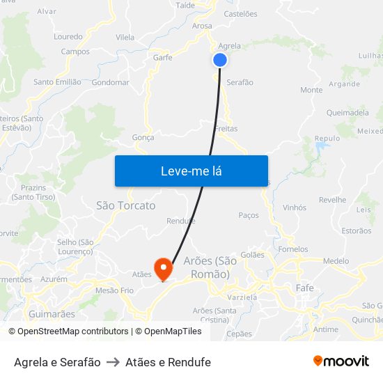 Agrela e Serafão to Atães e Rendufe map