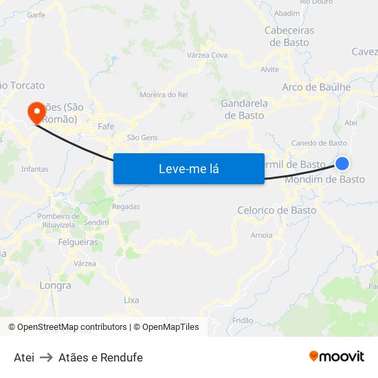 Atei to Atães e Rendufe map