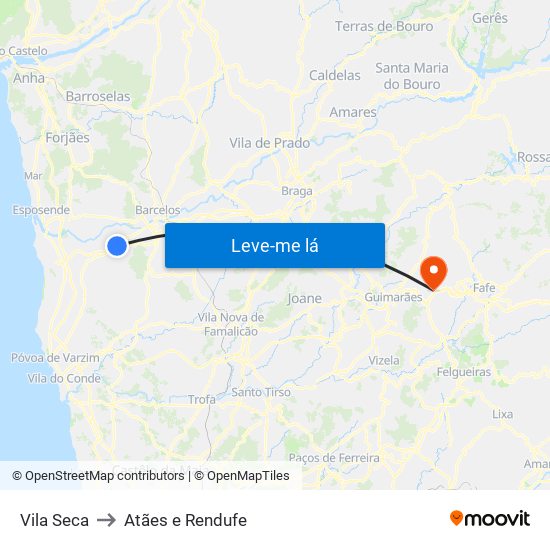 Vila Seca to Atães e Rendufe map