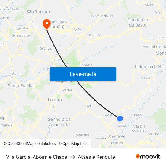 Vila Garcia, Aboim e Chapa to Atães e Rendufe map