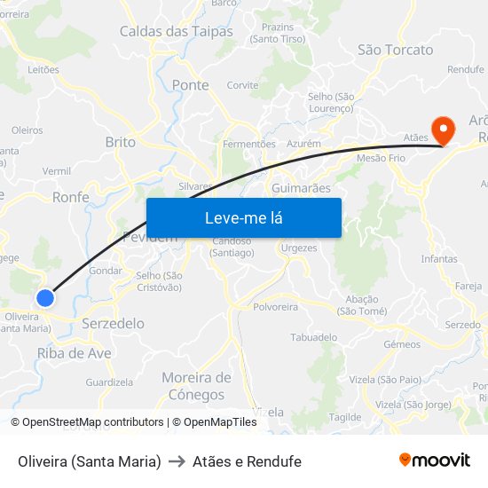 Oliveira (Santa Maria) to Atães e Rendufe map