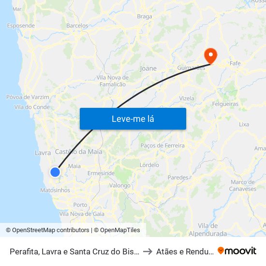 Perafita, Lavra e Santa Cruz do Bispo to Atães e Rendufe map