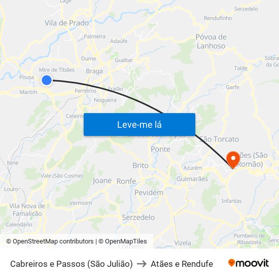 Cabreiros e Passos (São Julião) to Atães e Rendufe map