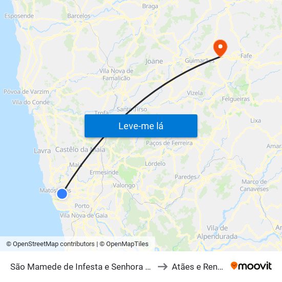 São Mamede de Infesta e Senhora da Hora to Atães e Rendufe map