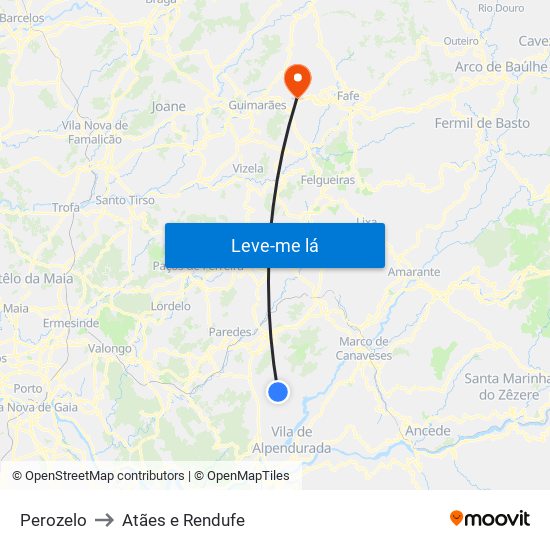 Perozelo to Atães e Rendufe map