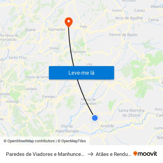 Paredes de Viadores e Manhuncelos to Atães e Rendufe map