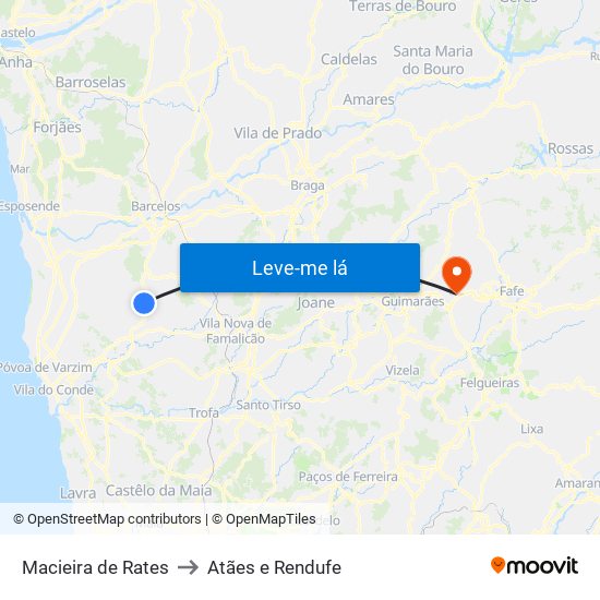 Macieira de Rates to Atães e Rendufe map