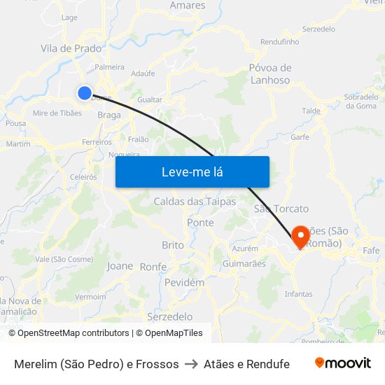 Merelim (São Pedro) e Frossos to Atães e Rendufe map