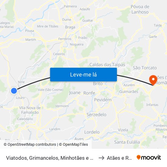 Viatodos, Grimancelos, Minhotães e Monte de Fralães to Atães e Rendufe map