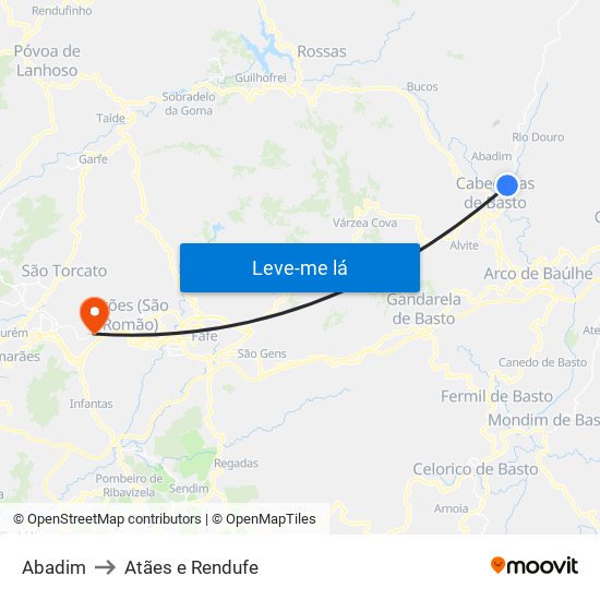 Abadim to Atães e Rendufe map