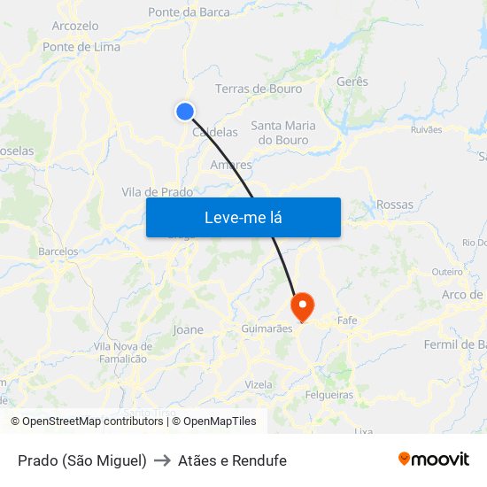 Prado (São Miguel) to Atães e Rendufe map