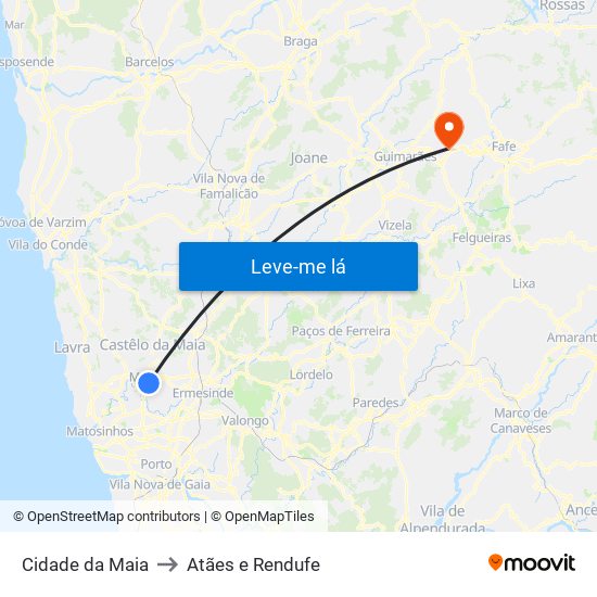 Cidade da Maia to Atães e Rendufe map