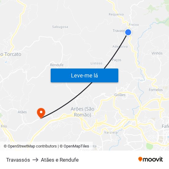 Travassós to Atães e Rendufe map