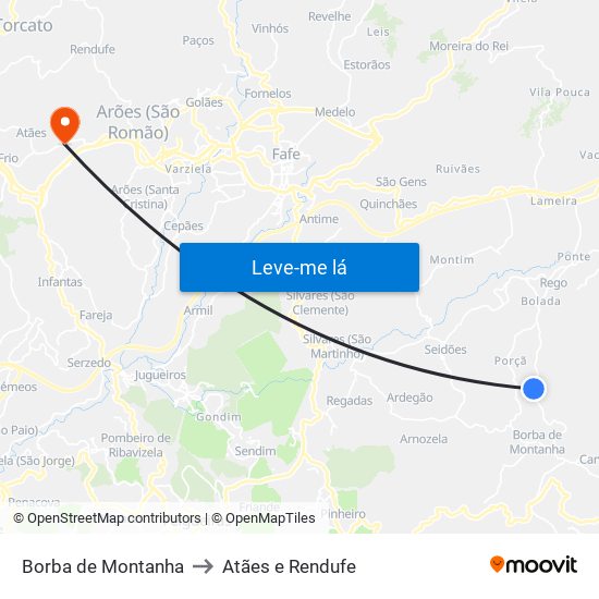 Borba de Montanha to Atães e Rendufe map