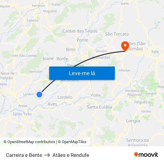 Carreira e Bente to Atães e Rendufe map