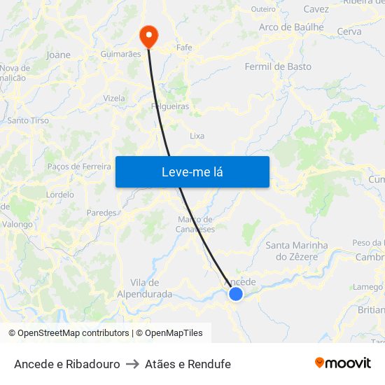 Ancede e Ribadouro to Atães e Rendufe map