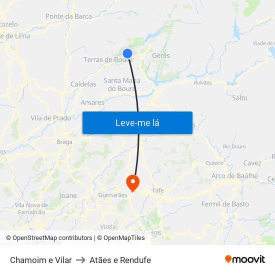 Chamoim e Vilar to Atães e Rendufe map