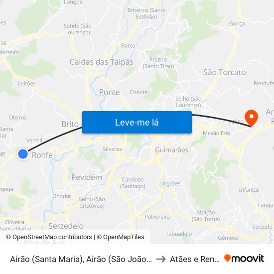 Airão (Santa Maria), Airão (São João) e Vermil to Atães e Rendufe map