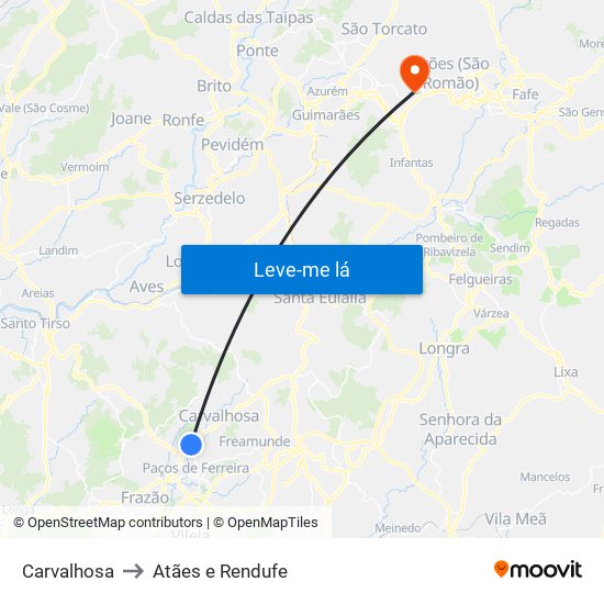 Carvalhosa to Atães e Rendufe map