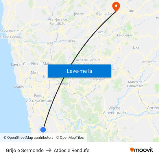 Grijó e Sermonde to Atães e Rendufe map