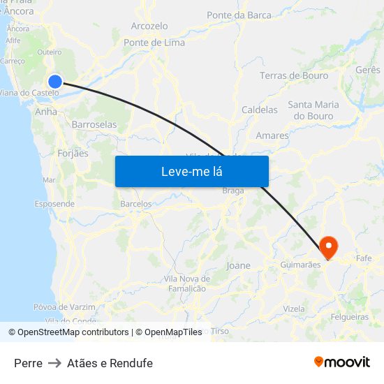 Perre to Atães e Rendufe map