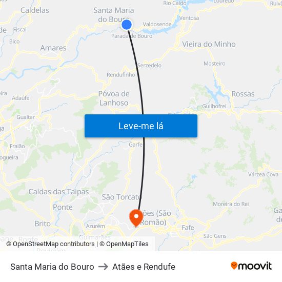 Santa Maria do Bouro to Atães e Rendufe map