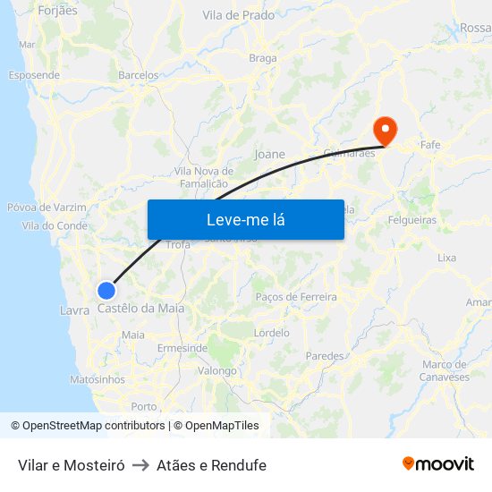 Vilar e Mosteiró to Atães e Rendufe map