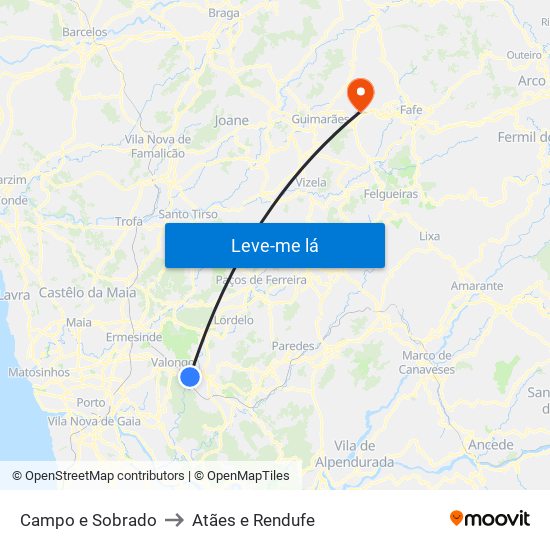 Campo e Sobrado to Atães e Rendufe map