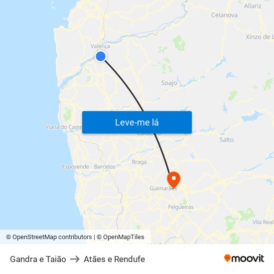 Gandra e Taião to Atães e Rendufe map