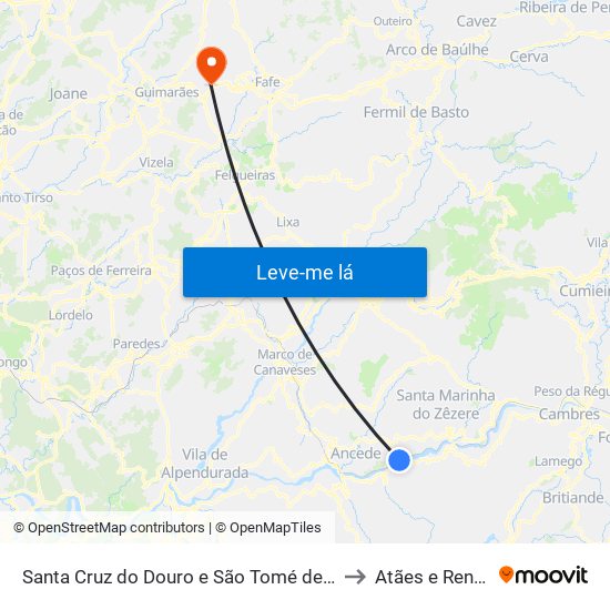 Santa Cruz do Douro e São Tomé de Covelas to Atães e Rendufe map