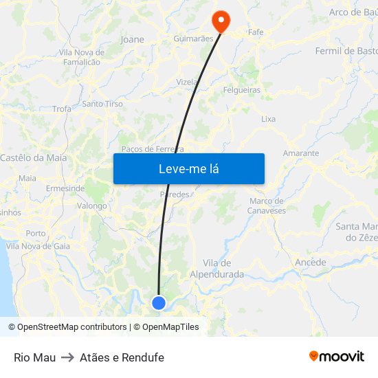 Rio Mau to Atães e Rendufe map
