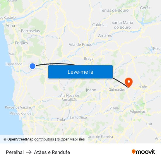 Perelhal to Atães e Rendufe map