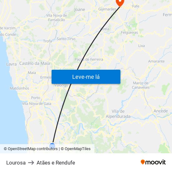 Lourosa to Atães e Rendufe map