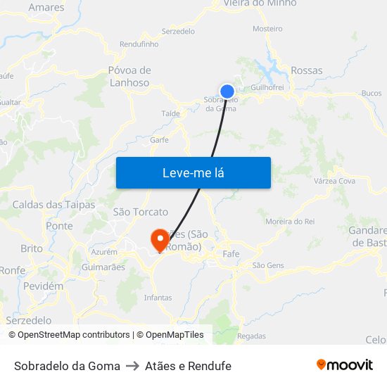 Sobradelo da Goma to Atães e Rendufe map