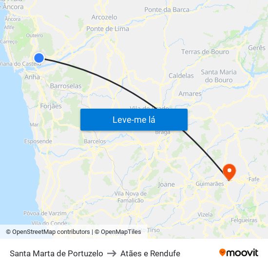 Santa Marta de Portuzelo to Atães e Rendufe map