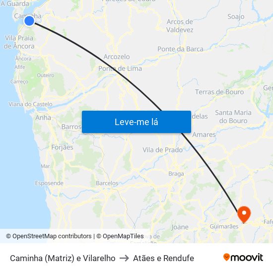 Caminha (Matriz) e Vilarelho to Atães e Rendufe map