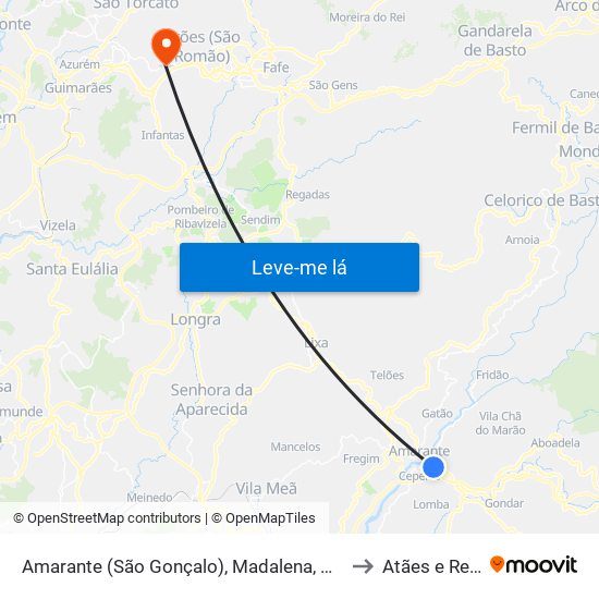 Amarante (São Gonçalo), Madalena, Cepelos e Gatão to Atães e Rendufe map