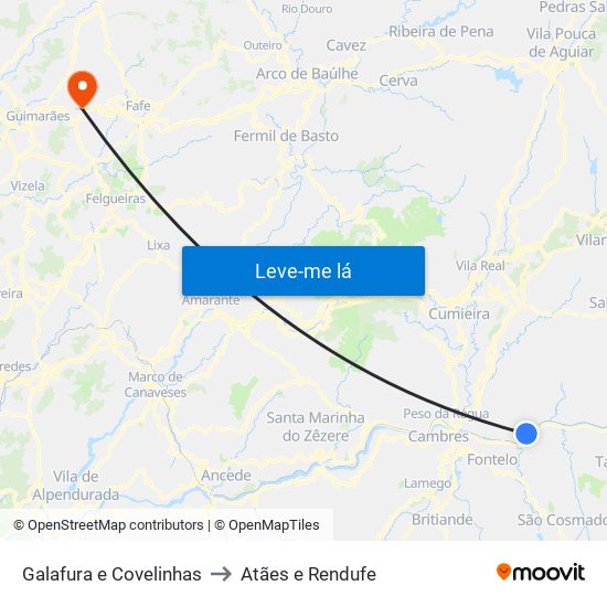 Galafura e Covelinhas to Atães e Rendufe map