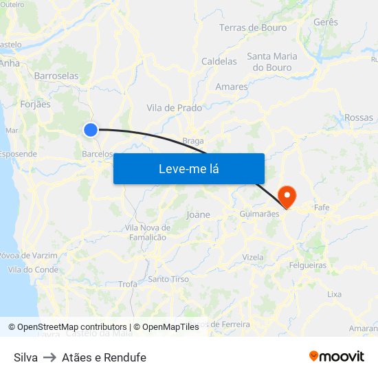 Silva to Atães e Rendufe map