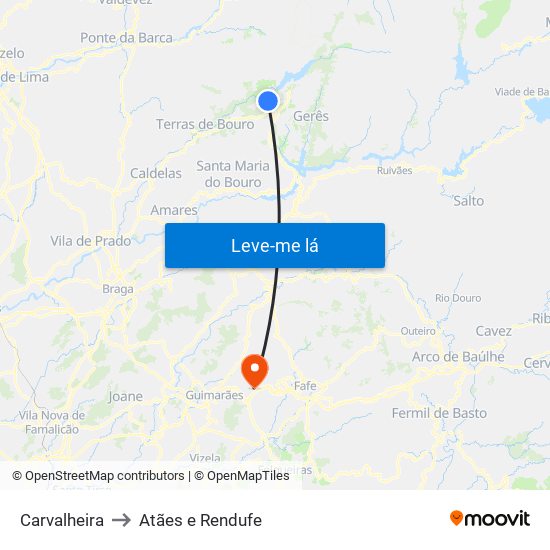 Carvalheira to Atães e Rendufe map