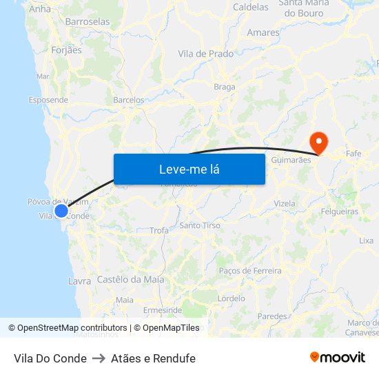 Vila Do Conde to Atães e Rendufe map