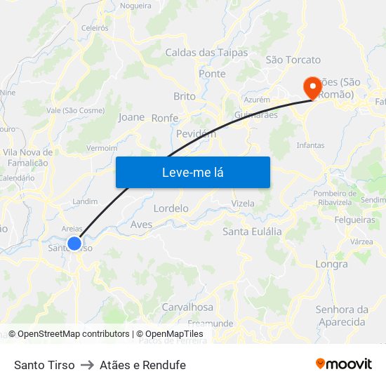 Santo Tirso to Atães e Rendufe map